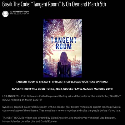 Break The Code: “Tangent Room” Is On Demand March 5th